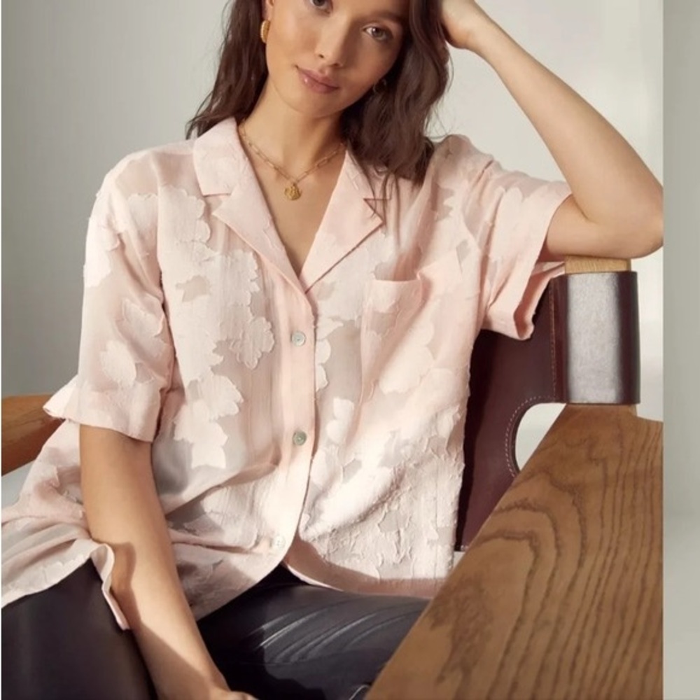 Aritzia Wilfred Atticus Button-Up Blush Pink - Size Small - Picture 2 of 12